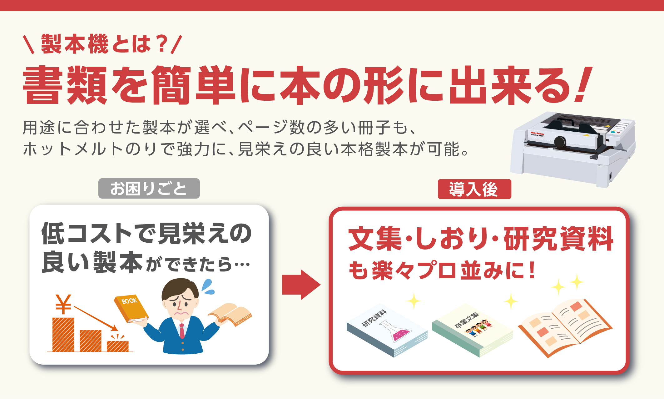 製本機とは「書類を簡単に本の形にできる！」